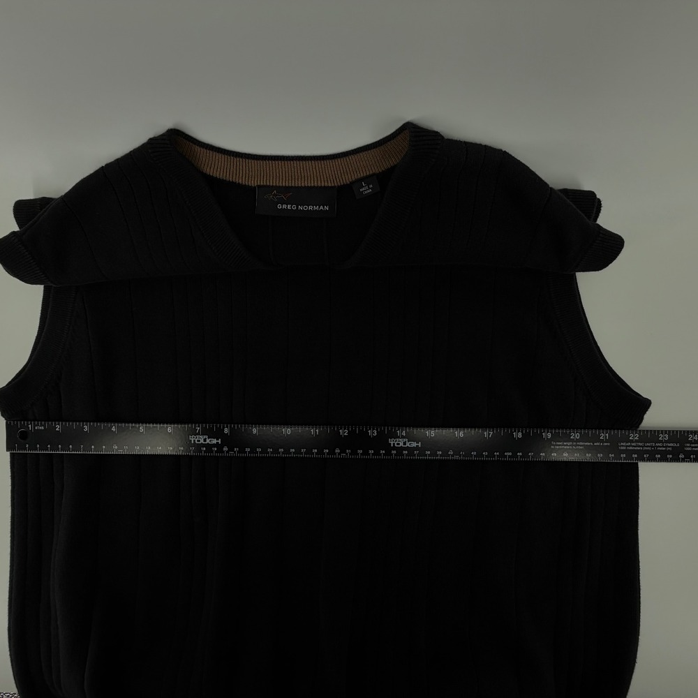 Greg Norman Mens V Neck Ribbed Knit Sweater‎ Vest Black Size L Golf Casual Black - Picture 8 of 10